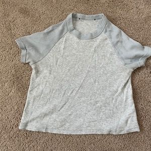 Brandy Melville Gray and Blue Baseball Tee